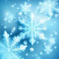 Blue Abstract Background with Snowflake. photo