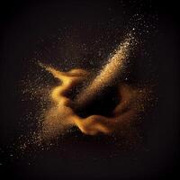 Golden Glitter Dust, Smoke on Black Background photo