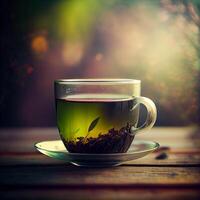 Beautiful cup of green tea. Illustration photo