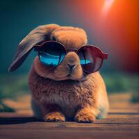 Cool rabbit in sunglasses. Illustration photo