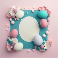 Frame Happy Easter concept with eggs. Illustration photo