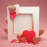rosado san valentin día saludo tarjeta amor antecedentes. ilustración generativo ai foto