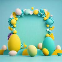 Frame Happy Easter concept with eggs. Illustration photo