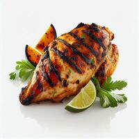 delicious Grilled chicken white background. Illustration photo