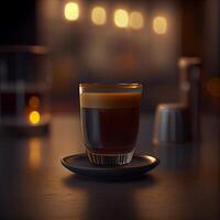 Cup of hot black coffee. Illustration photo