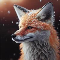 Red Fox in the Winter Forest. Illustration photo