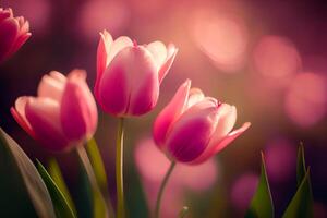 Colorful Spring Tulips Natural Background photo