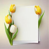 Page with orange tulip flowers. Illustration photo