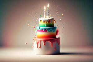 Birthday cake with candles. Illustration photo