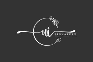 luxury signature initial ui logo design isolated leaf and flower vector