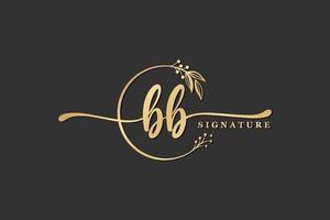 luxury signature initial bb logo design isolated leaf and flower vector
