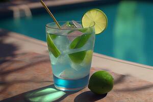 mojito cocktail near the pool. Illustration photo