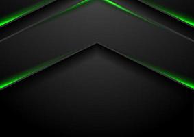 Abstract black arrows with green neon glowing light vector