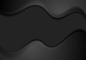 Black smooth blurred waves abstract dark background vector