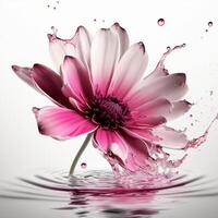 Beautiful pink flower in the water. photo