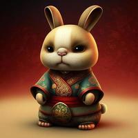 Chinese new year rabbit design. AI photo