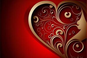 Patterned red hearts on red background valentine's day. photo