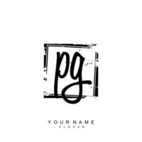 Initial PG Monogram with Grunge Template Design vector