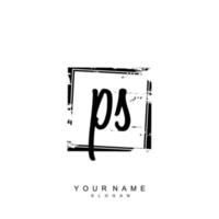 Initial PS Monogram with Grunge Template Design vector