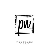 Initial PN Monogram with Grunge Template Design vector