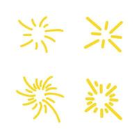 Set of hand drawn sparkle and starburst. Doodle style. vector