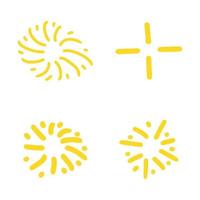 Set of hand drawn sparkle and starburst. Doodle style. vector