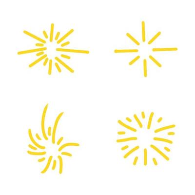 Set of hand drawn sparkle and starburst. Doodle style.