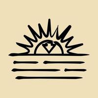 Icon sunset. Weather elements symbol. Icons in hand drawn style. Good for prints, web, smartphone app, posters, infographics, logo, sign, etc. vector