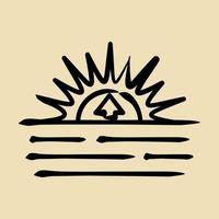 Icon sunrise. Weather elements symbol. Icons in hand drawn style. Good for prints, web, smartphone app, posters, infographics, logo, sign, etc. vector