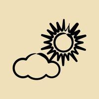 icono parcialmente soleado. clima elementos símbolo. íconos en mano dibujado estilo. bueno para huellas dactilares, web, teléfono inteligente aplicación, carteles, infografía, logo, firmar, etc. vector