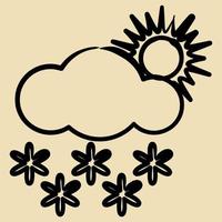 Icon snowing with sun. Weather elements symbol. Icons in hand drawn style. Good for prints, web, smartphone app, posters, infographics, logo, sign, etc. vector