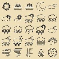 Icon set of weather. Weather elements symbol. Icons in hand drawn style. Good for prints, web, smartphone app, posters, infographics, logo, sign, etc. vector