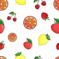 vector illustration seamless pattern summer fruits and berries