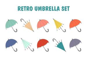 set of retro colorful umbrellas vector