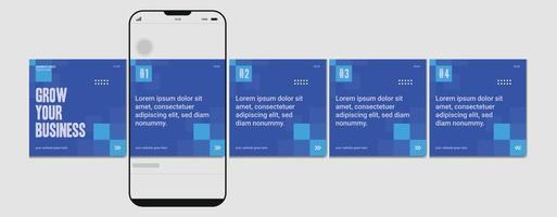 Set Of Carousel Post Template, Editable Carousel Post, Social Media Carousel Post For Business. vector