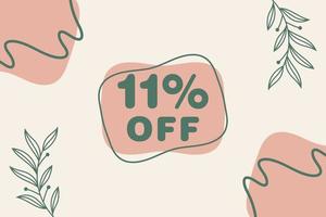 11 percent Sale and discount labels. price off tag icon flat design. vector
