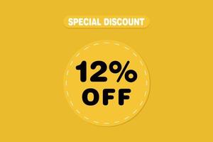 12 percent Sale and discount labels. price off tag icon flat design. vector