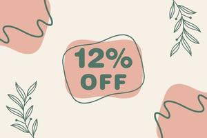 12 percent Sale and discount labels. price off tag icon flat design. vector