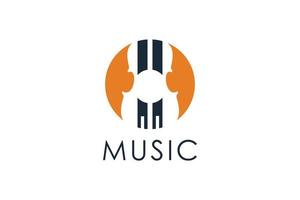 Guitar and Piano Music Band Logo vector