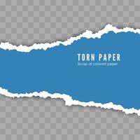 Scrap of torn white paper with shadow. Damaged cardboard borders. Vector illustration