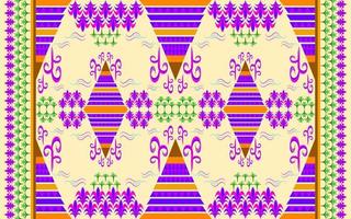 Ethnic folk geometric seamless pattern in flora and earth theme purple, brown and green tone in vector illustration design for fabric, mat, carpet, scarf, wrapping paper, tile and more