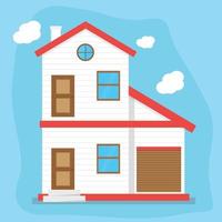 Modern flat house building illustration vector