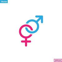 relación icono. género signo. masculino y hembra género símbolo. hombres y mujer género firmar vector con azul y rosado moderno color