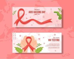 World Aids Vaccine Day Horizontal Banner Cartoon Hand Drawn Templates Background Illustration vector