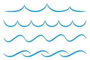 Sea wave icon set. Collection of thin line waves. Flat vector illustration