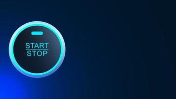 Start stop illuminated on blue background. Start engine icon with copyspace. Vector illustration.