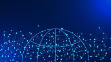 Abstract global connection with globe icon with dark blue background. Internet technology concept. Vector illustration.