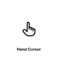 Hand Icon for Click cursor vector outline design