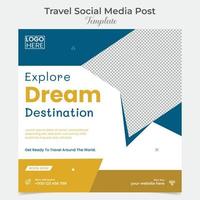 viaje y excursión cuadrado volantes enviar bandera y social medios de comunicación enviar modelo diseño vector