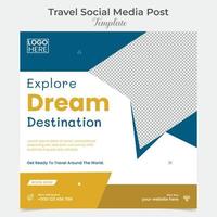 Travel and tour square flyer post banner and social media post template design vector